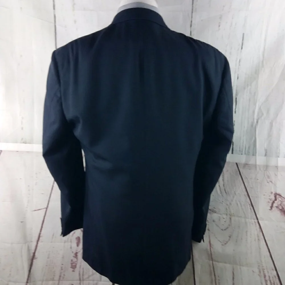 Austin Reed 43L Wool 2 Button Blue Hopsack Suit Blazer Jacket
